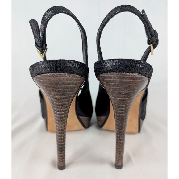 Cole Haan Mariela Slingback Peep Toe Stiletto Platform Pumps Heels Size 7 Black - Picture 6 of 11